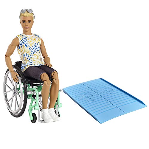 Ken Fashionista Muñeco con silla de ruedas, rampa y accesorios de moda (Mattel GWX93)