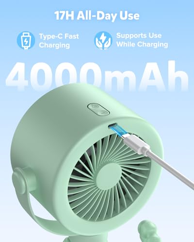 Image of AMACOOL Baby Stroller Fan, Rechargeable Portable Clip on Fan, 17H Cooling