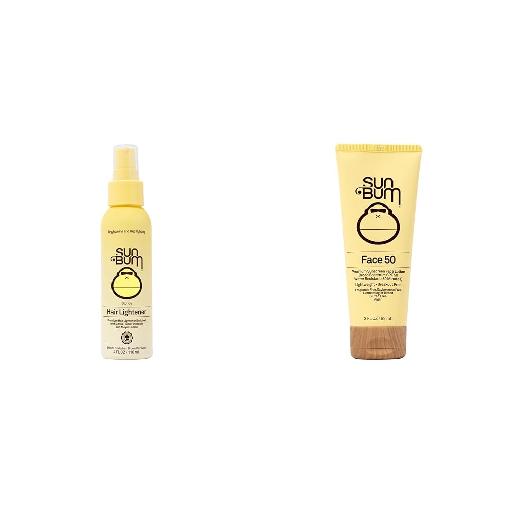 Sun BumBlonde Formula Hair Lightener Spray, Sunscreen Face Lotion SPF 50, Vitamin E, Vegan, Reef Safe, Moisturizing, 4 oz, 3 oz