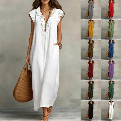Mono de verano elegante de algodón con cuello en V para mujer 2