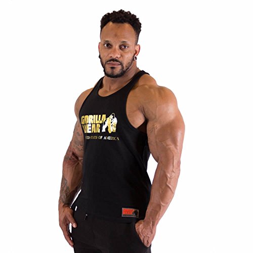 Gorilla Wear Canottiera Classica Fitness – Giallo – Bodybuilding Sport Tempo Libero con Logo Stampato Leggero e Confortevole per Un Movimento ottimale in Cotone