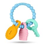 Vicloon Teething Toys, Silicone Teether Toy, Teether Toys Teether Chew Toy, BPA-Free Teether Chew Soothing Infant Teething Ring for Babies Boys Girls Shower Gifts (Dark Blue)