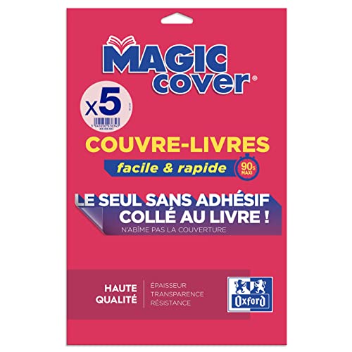 OXFORD 5 Feuilles Couvre‐livres Magic Cover A4 PP Lisse Epaisseur 7,5/100ème Incolore