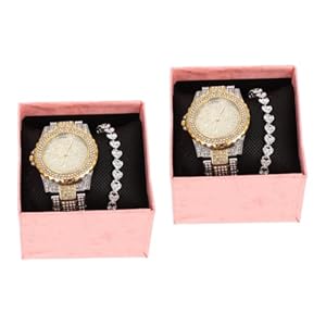 TENDYCOCO 5 Sets Horloge Armbanden Dames Pakken Kristal Armband Mode Armband Relojes Para Mujer Roestvrijstalen Armbanden Voor Vrouwen Pakken Voor Vrouwen Dames Feestartikelen Cadeau Strass
