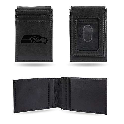 NFL Rico Industries Laser Engraved Front Pocket Wallet, Seattle Seahawks , 2.75 x 4 