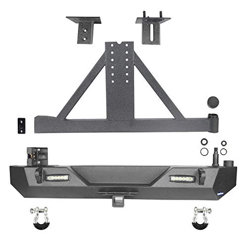 U-Box Wrangler Rear Bumper W/Tire Carrier For 1987-2006 Jeep Tj Yj Wrangler Different Trail Texture Steel Bumper W/Receiver Hitch & Led Lights #TOP4