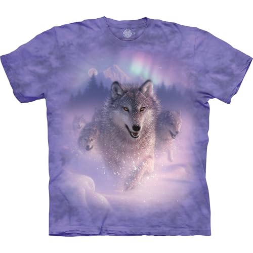 The Mountain Northern Lights Adult T-Shirt, Purple, XL