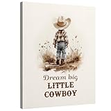 DIENADFX Western Nursery Cowboy Canvas Wall Art Decor, Country Farm Nursery Toddler Boy Room Paintings Wall Decor Decorations, Dream Big Little Cowboy Wall Art Pictures for Boys Room, 11x14 Inches