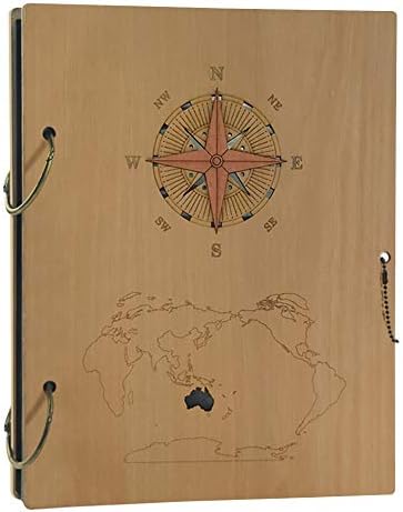 Schliersee 2-Ring 4x6 Photo Album, 120 Pockets, Columbus's Voyage Travel Wooden Cover Vintage Photo Book