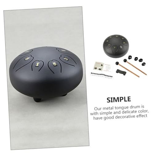 Tambor de percusión metálico negro portátil para principiantes miniatura 6