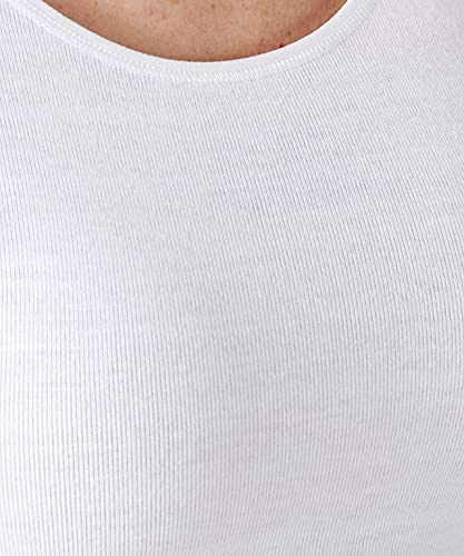 Damart Camiseta Thermolactyl de Manga Corta de canalé Fino Ropa Interior, Blanco, M para Mujer