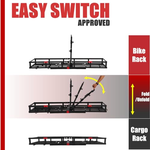 Xtraezzy HCCBR01-RACK Hitch-Mount Bike Rack For Ebike Heavy-Duty - Comes With Cargo Carrier Fits 2 Electric Fat-Tire Mountain Bicycles thumb #4