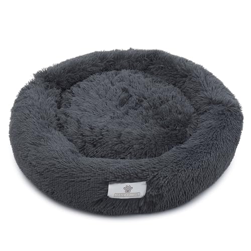 pfoten&nasen® Wolke 7 Hundebett [Dunkelgrau, M - 75cm] – Flauschiges Donut-Hundekissen für mittelgroße Hunde – Waschbares, Weiches Rundbett – Kuscheliges Hundesofa & Komfort-Schlafplatz
