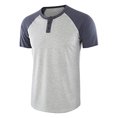 Men's Basic Crew Neck Short Sleeve Comfortable Fit Button Collar Shirt Lightweight Casual Tracksuits (White,XX-Large)