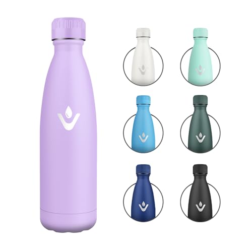 Bouteille Isotherme 500ml, Gourde Métal sans BPA, Bouteille d'eau Inox Double Paroi Réutilisable, Bouteille Étanche, Gourde Sport pour Enfant ou Adulte, Bureau, École, Randonnée, Voyage, Camping