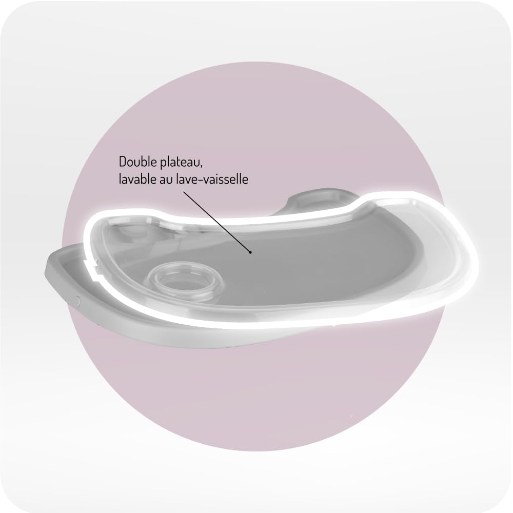 MoMi REKI Chaise Haute Bébé 3 en 1 Noir, Évolutive avec Plateau Réglable, Harnais de Sécurité, Repose-pieds, Dossier Confortable, Jouet Inclus