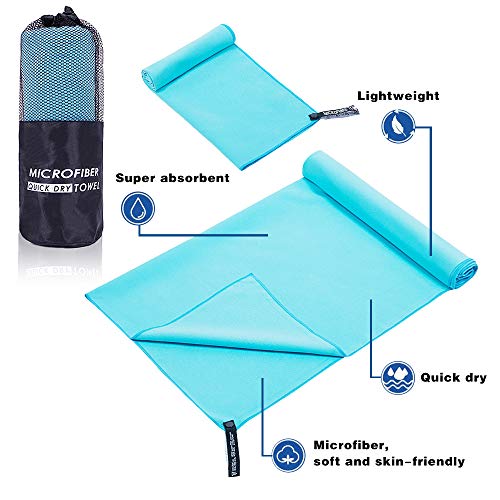 Andoer Toalha esportiva de microfibra de 3 peças de secagem rápida leve e leve portátil para acampam