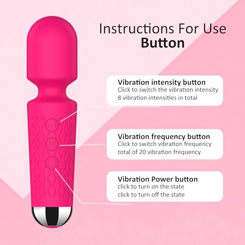 Image of Handheld Cordless Mini Massager, Powerful Quiet with Waterproof, 20 Modes & 8 Speeds Vibration Wand for Back Neck Shoulders, Muscle Soreness Relief & Recovery (Red)