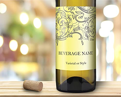 Personalized Custom Wine Labels- Set of 30 Removable Wine Labels for Home  Winemakers and Brewers- Dotted Flowers Design