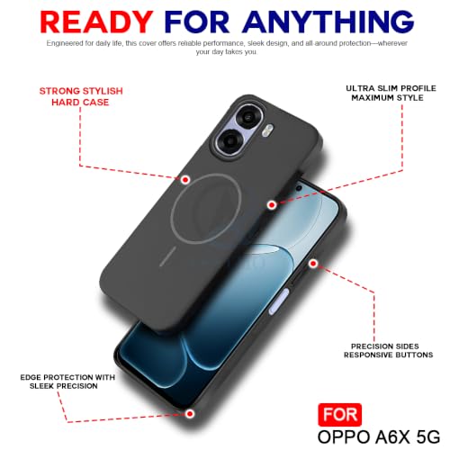 Image of AESTMO Shockproof Back Case Cover for Oppo A6X 5G | Slim Hard Shell | Hard Back Cover for Oppo A6X 5G (Compatible with MagSafe Accessories, Black)