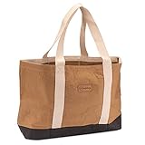 majnberg Kraft-Papier-Tote Bag in braun, vegane robuste Tasche im Vintage-Stil, wasserfester Alltagsshopper aus Zellulose mit Leder-Optik und Canvas-Gurten (XL)