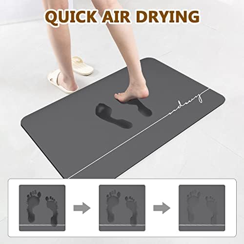 Ewolee Bath Mat, Non Slip Bathroom Mat, Quick Dry Super Absorbent Nanofiber Diatomaceous Earth Bath Mat, Thin Bathroom Rug Floor Mat Washable, 60 x 40cm (Style A)