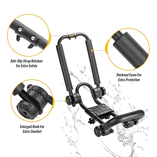 Aa-Racks 2 Pair Double Folding J-Bar Kayak Roof Rack Kayak Carrier For Canoe Boat Paddle Board Surfboard Roof Top Mount On Car Suv Truck Crossbar With Ratchet Lashing Straps #TOP2