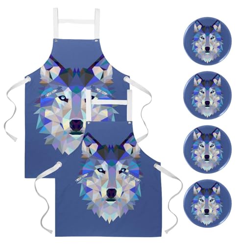 Tablier de cuisine loup hipster multicolore pour nettoyage de la maison restaurant et bar