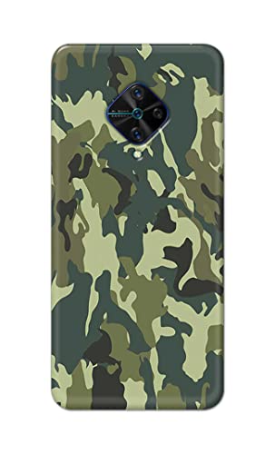 Image of Printed Hard Back Cover Case for Vivo S1 Pro Back Cover (Green Army Camouflage) -1803