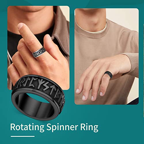 Supcare Men Women Fidget Ring,Nordic/Celtic/Moon Star Spinner Ring Jewelry Custom Name Ring Gifts for Christmas,Size 7-14 (with Jewelry Gift Box)2