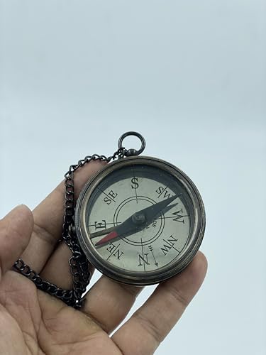 Brújula de navegación de latón con caja de cuero grabada con cita de Thoreau - Brújula pirata marítima funcional miniatura 4