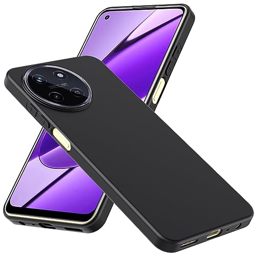 WFTE Funda para Realme 11 4G Mate con Protección Carcasa Protectora Antigolpes Ultrafina Suave TPU Silicona Caso Delgada Anti-Choques Case-Negro