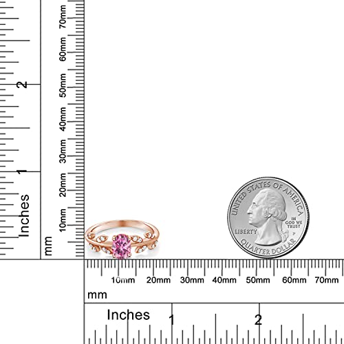 Gem Stone King 18K Rose Gold Plated Silver 7X5MM Oval Gemstone Birthstone Twisted Olive Branch Leaf Vine Band Wedding Ring For Women | Available In Size 5, 6, 7, 8, 93