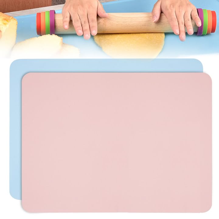 2 Piezas Tapete de Silicona Grande 30x40cm con Pinceles, Alfombrilla para Manualidades y Pintar Resina, Almohadilla para Cocina y Repostería, Manteles para Niños y Adultos