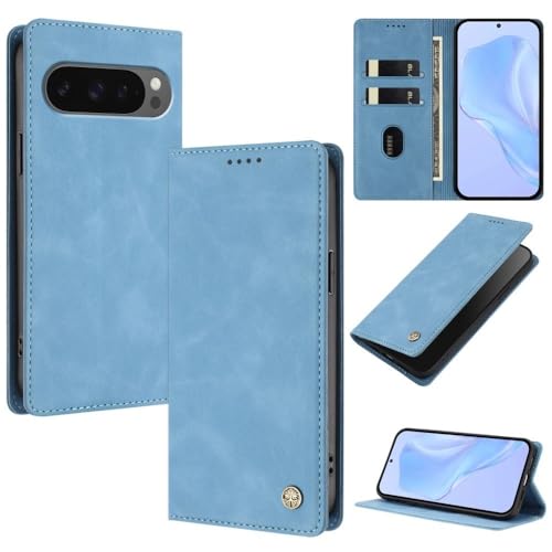 Étui Google Pixel 6 Pro anti rayure avec clapet magnétique en cuir bleu