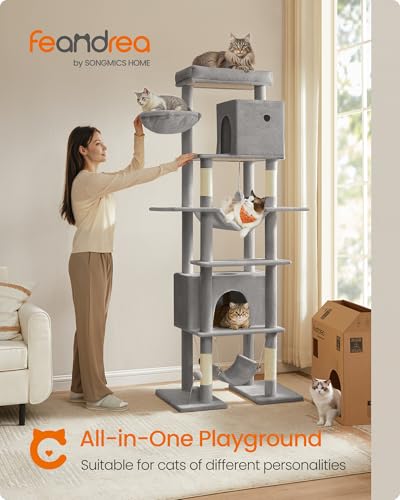 Torre para Gatos Feandrea 79.1 pulg Multi-niveles Gris miniatura 2
