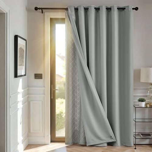 TOPICK Rideau Occultant Isolant Thermique Anti Chaleur Froid, Double Couche Amovible, 200x260cm...