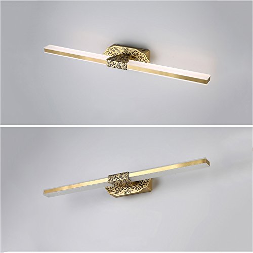 Lampe de miroir de bain LED bronze avec miroir front light retro salle de bains - 7