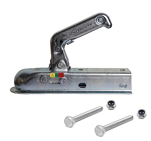 Rebadis Tête d'attelage remorque, boitier Compatible Boule d'attelage diamètre 50mm, livré avec Les vis (750Kg - Timon carré 50mm)