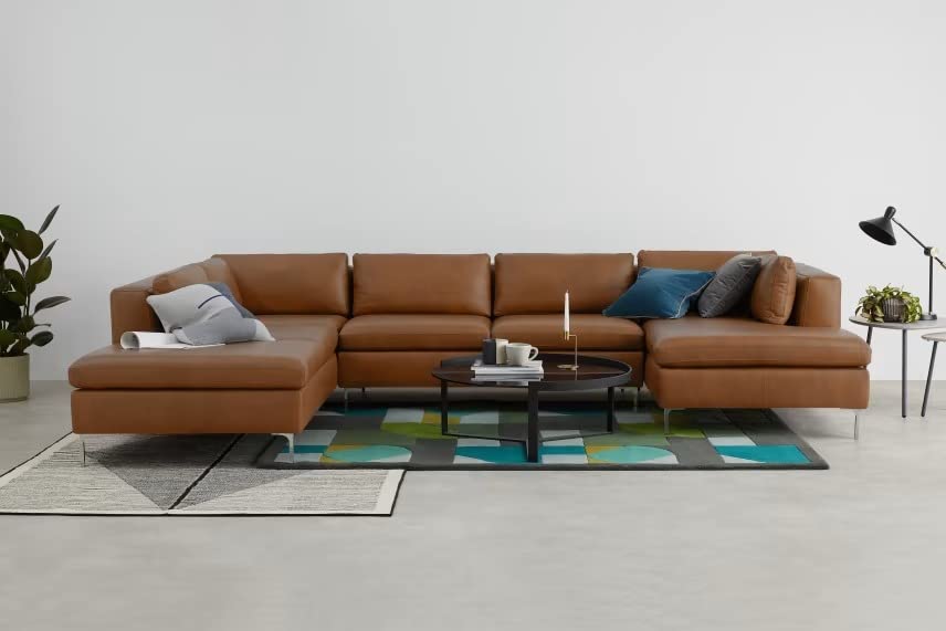Walter U Shape 7 Seater Sofa Set Leatherette Sofa Set in Tan Brown Color for Living Room, Couch Sofa for Living Room, Seven Seater Sofa-image-36