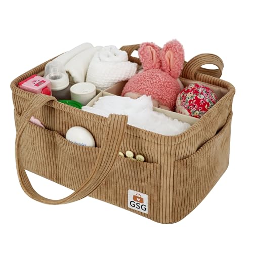Générique Panier de rangement pour bébé Organisateur couches et accesoires Panier portable avec compartiments Tissu velours