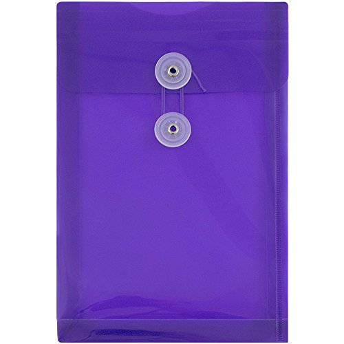 Jam Paper Plastic Envelopes With Button & String Tie Closure - 6 1/4 X 9 1/4 - Purple - 12/Pack #TOP3