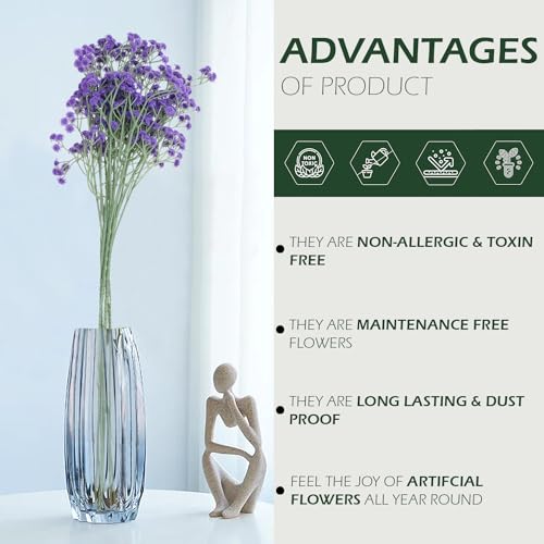 Image of HOMEVERSE 05Pcs Baby Breath /Gypsophila Artificial Fake Silk Plants Wedding Party Decoration Real Touch Flowers DIY Home Garden(Purple-05 pcs)