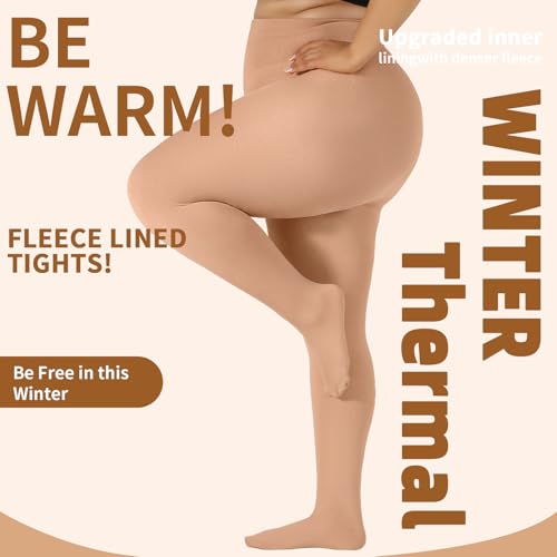 Image of DancMolly Plus Size Fleece Lined Tights Winter Warm Womens Tights, High Waisted Opaque Pantyhose