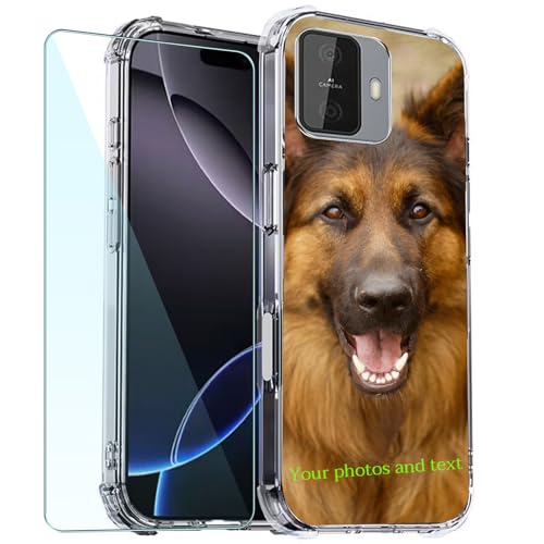 WISTFULNAI Personalizada Funda + Protector Pantalla para HTC Wildfire E6,Personalizable con Foto Imagen o Texto Carcasa,Transparent Silicona Suave Cover,para Wildfire E6 Case  T1