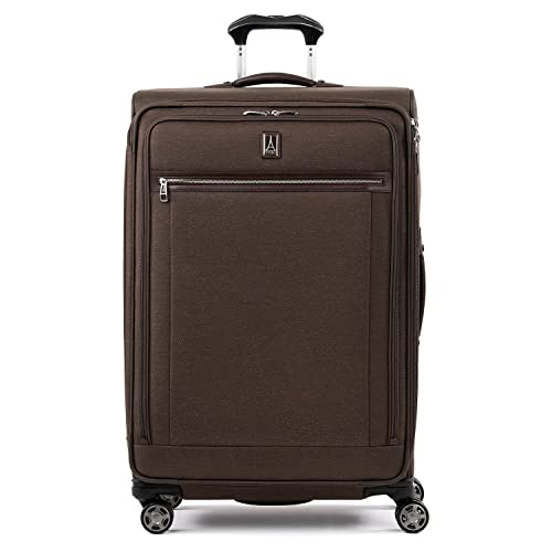 Image of Travelpro Platinum Elite Softside Expandable Checked Luggage, 8 Wheel Spinner Large Suitcase, TSA Lock, Men and Women, Rich Espresso Brown, Checked Large 29-Inch