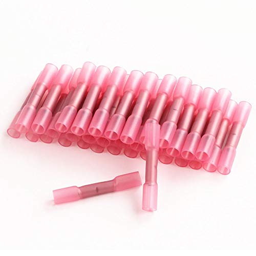 Davitu 100pcs Waterproof Seal Heat Shrink Butt Crimp Terminals Wire Connectors 22-18 16-14 12-10 AWG 3 Colors