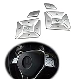 GTINTHEBOX Steering Wheel Panel Button ABS Chrome Silver Trim for 2012-2015 Benz E C G Class W204-12pcs