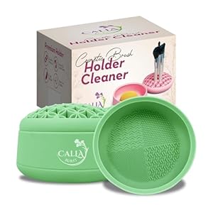 3 in 1 Silicone Makeup Brush Cleaner – Make up Brush Cleaner Mat with Makeup Brush Drying Rack & Brush Organizer, Silicone Washing Tool Cleaning Bowl for Beauty Cosmetic Brushes (Green)