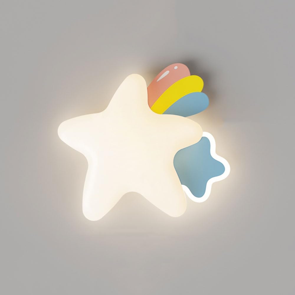 Modern Children Bedroom Wall Light Nordic Moon and Start Nursery Wall Sconce Cream Style White Cloud Wall Light Fixture for Girls Boys Room 3-Color Kindergarten Wall Mounted Lamp Decor